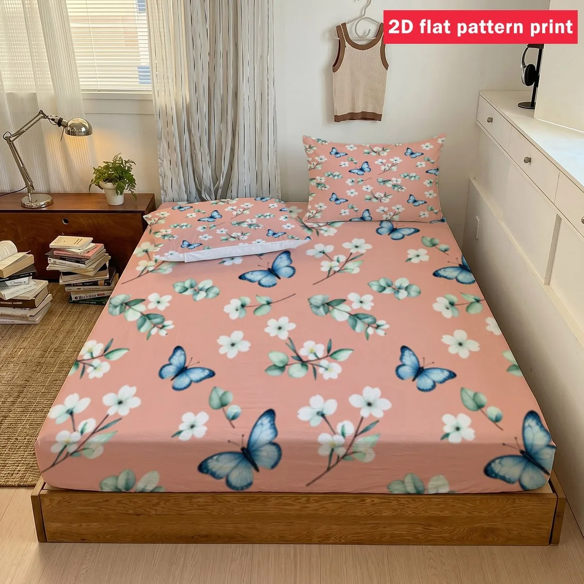 Magical Full Moon Deer Antler Forest Print Bedding Set, Available in Various Sizes, Perfect Gift, 3-Piece Bedding Set (Includes 1 Fitted Sheet + 2 Pillowcases), Large Capacity Deep Bed Cover, Fitted Sheet Style, Protective Cover, Mattress Protector, Machine Washable Design, Holiday Decoration, Various Sizes, Breathable Protective Cover Plus Pillowcase