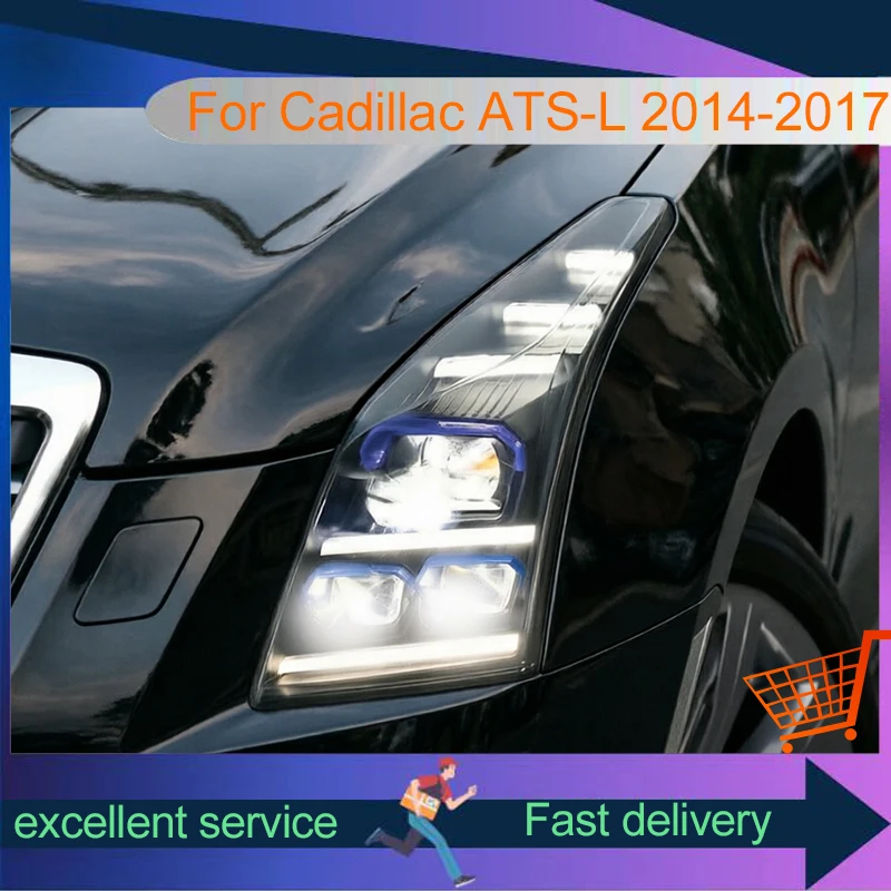 Car Styling Headlight For Cadillac 2014-2017 ATS-L Front Lamp DRL Turn Signal Highlight LED Bulbs Projector Lens Auto