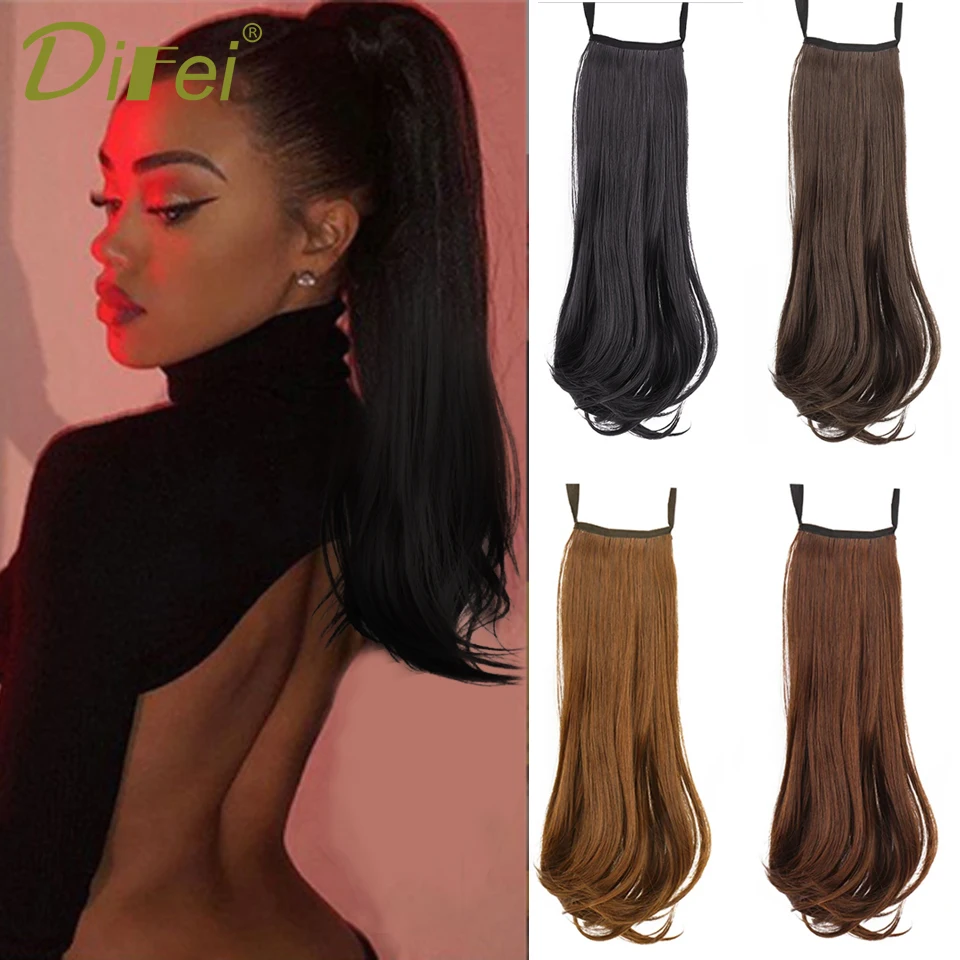 

DIFEI Synthetic Wig Micro-curly Straight Ponytail Female Strap Micro-curly High Ponytail Natural Daily Ponytail Fake Braid