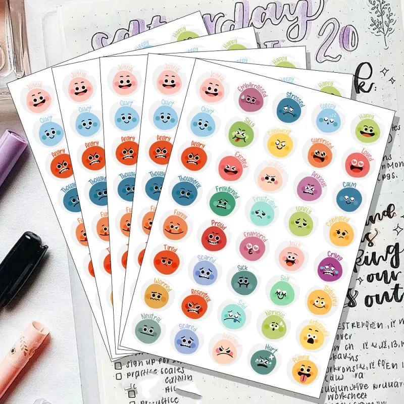 200 Pcs Face Emotional Feelings Stickers Funny Mood Stickers for Student Emotional Support Sticker, Multicolor Account Sticker.