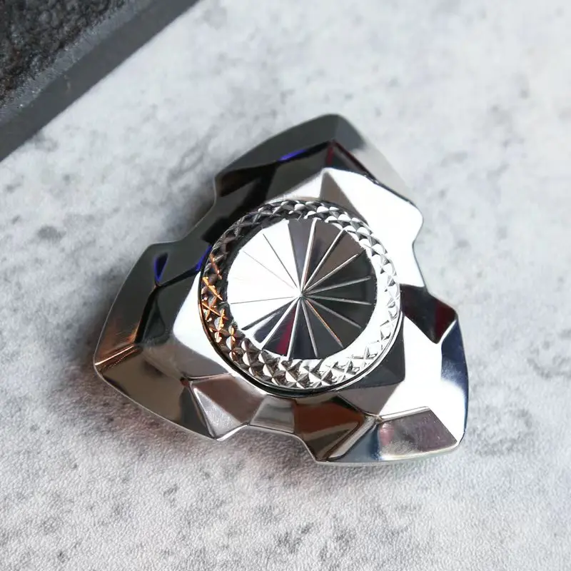 광택 처리된 스테인리스 스틸 EDC 피젯 스피너 - 성인 불안 완화를 위한 금속 손 회전 장난감, 남성용 선물