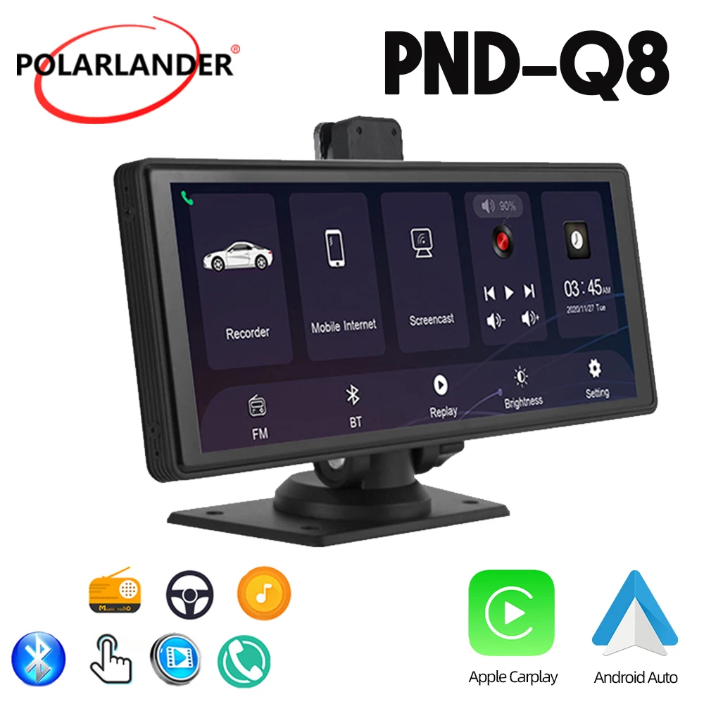 

Car Multimedia Player Wireless Carplay Portable Monitors IPS Large Screen Android Auto Support FM Bluetooth Function 9.3 Inch