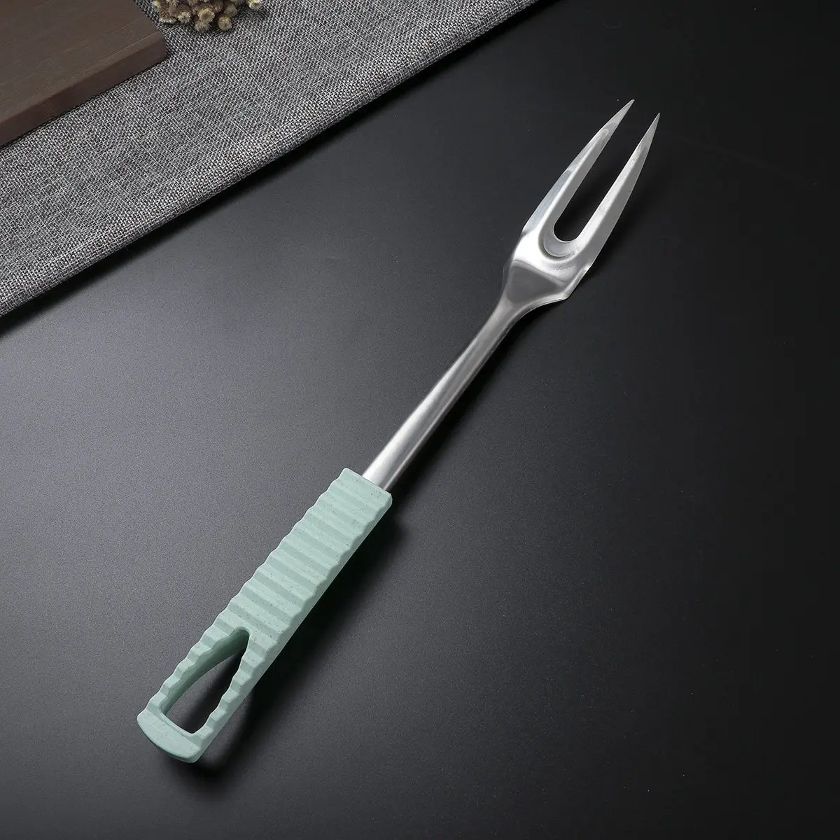 Premium Heavy-Duty Stainless Steel Meat Fork with Curved Hook-Tip Prongs for Roast Poultry Carving Serving Kitchen Restaurant