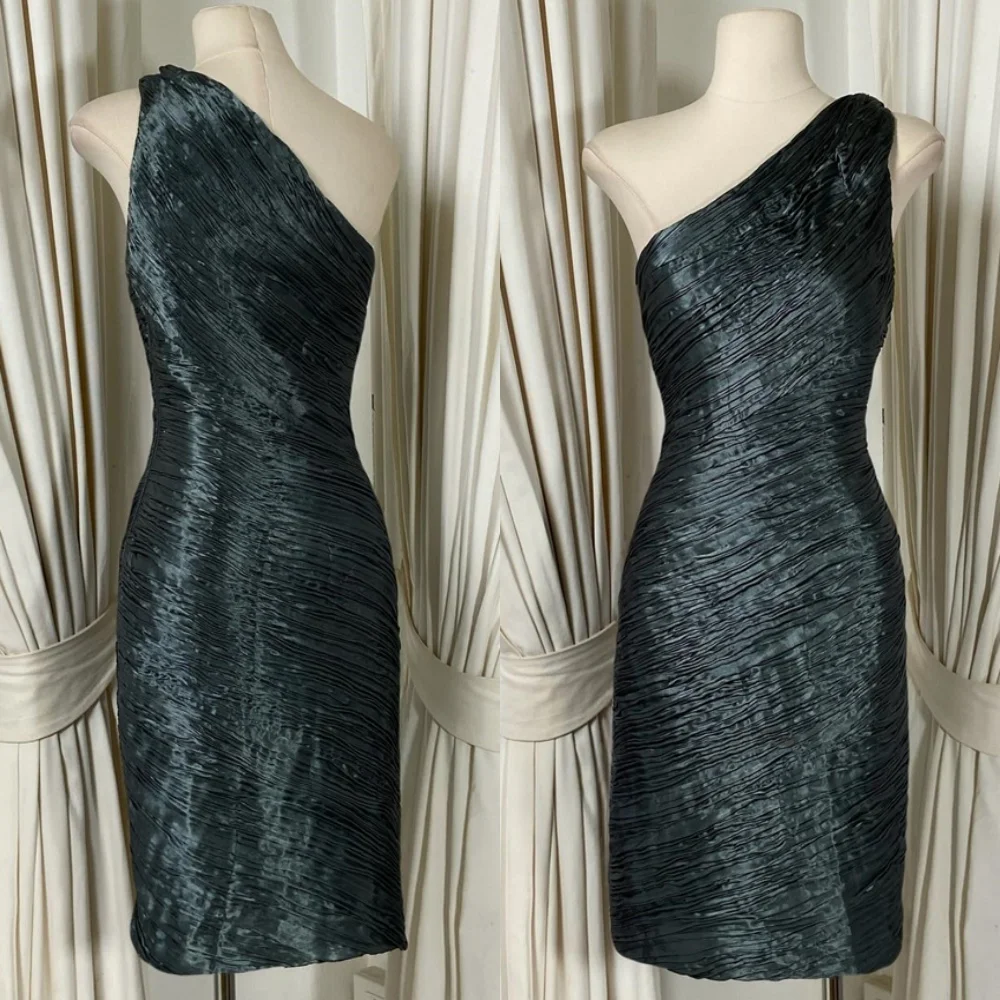 

Customized Formal Satin Evening Dress Temperament One Shoulder Sleeveless Homecoming Dresses Fashion Special Occasion Gowns