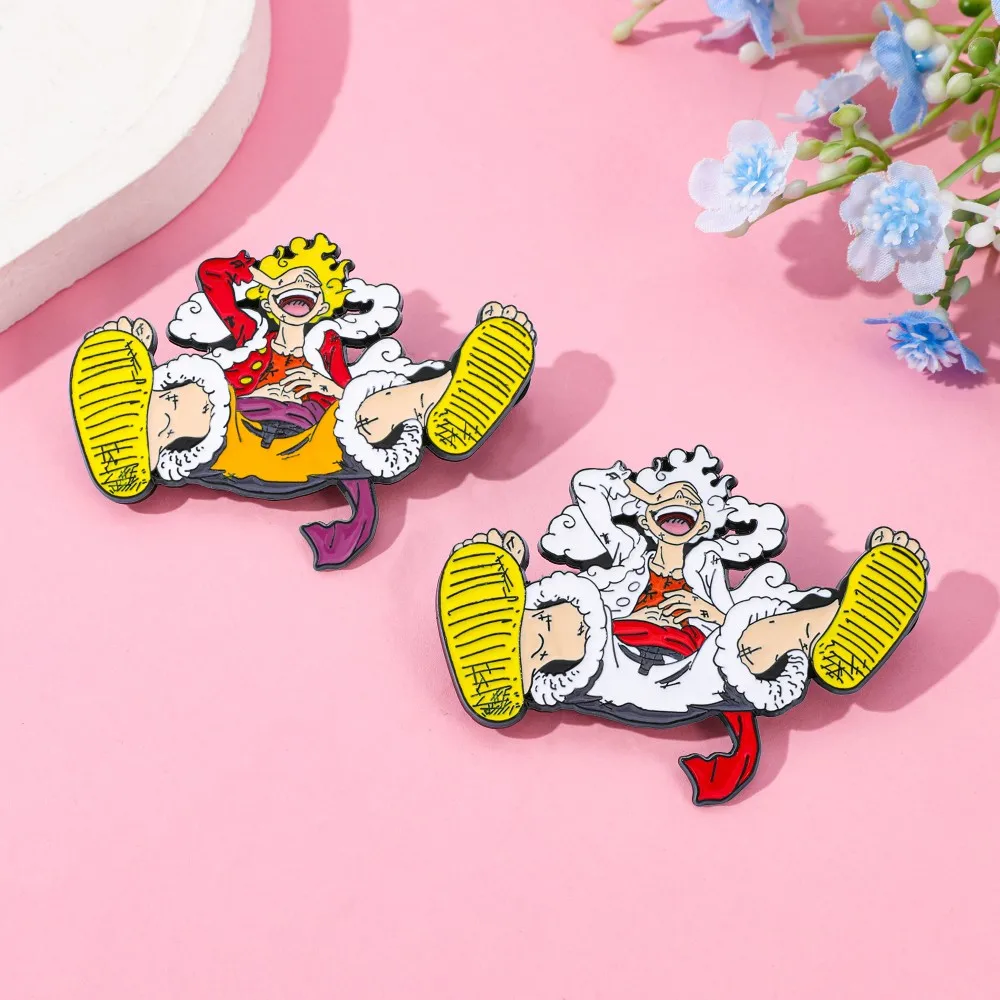 2 Pcs Anime Derivatives Brooch Exquisite Handsome Luffy Enamel Pin Metal Badge Jewelry Backpack Clothing Accessories Gift view 2