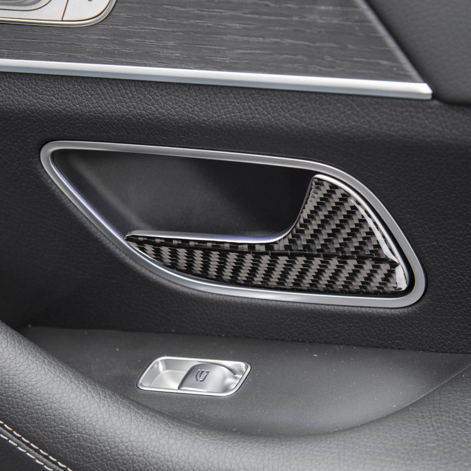 For Mercedes-Benz GLE W167 2019-2024 Interior door handle Decorative Trim Soft Carbon Fiber Car Internal Accessories 5