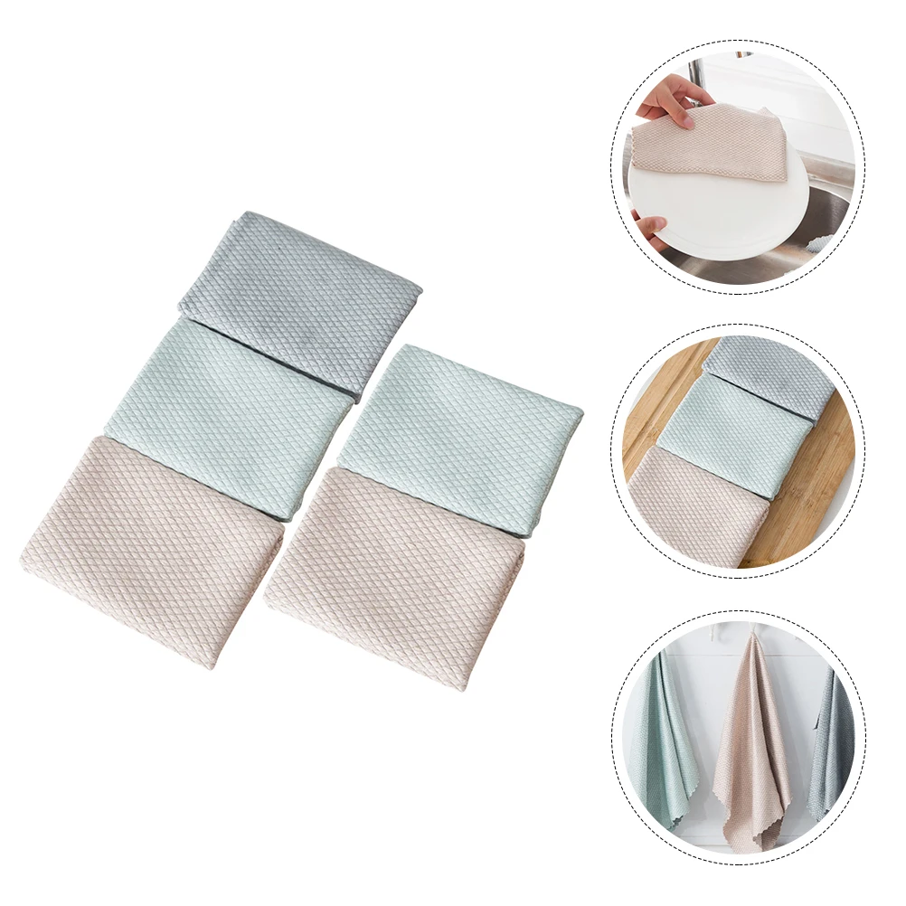 

5pcs Fish Scale Pattern Cleaning Cloth Premium Fiber Glass Multi-Functional Foldable Car Window Glasses Kitchen niture Towel