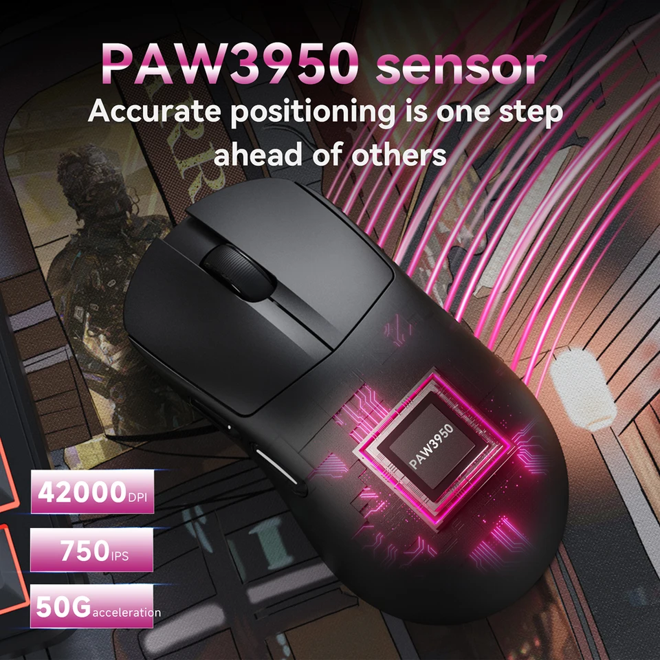 マウス Ninjutso Vaxee x Ninjutso Sora 4K Wireless Gaming Mouse Pink