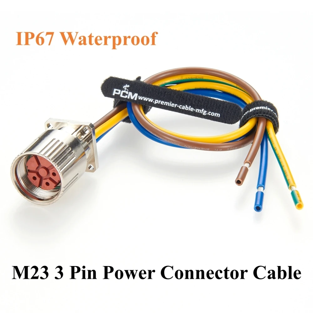 

IP67 M23 3-полюсный гнездовой кабель с фланцевым креплением M23 Круглый разъем питания Косичка Провод для серводвигателей, приводов
