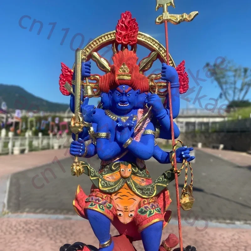 Five Wisdom Kings Statue, Majestic Gold-Painted Buddhist Deity Figurine, Home Temple Altar Decor, Handcrafted Resin Ornament