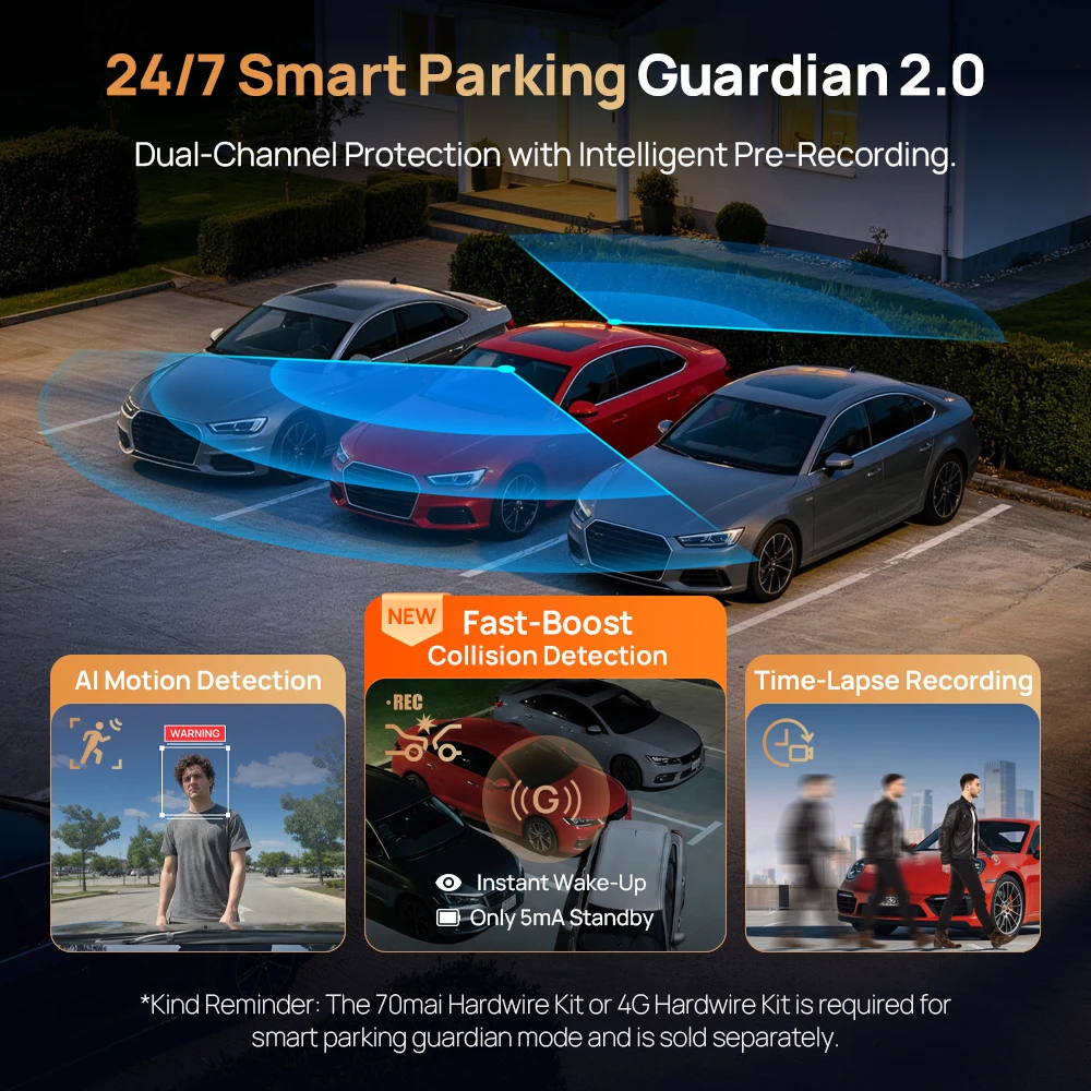 【Neu】70mai A900 Ultra Dual 4K Dashcam IMX678+IMX678 Flaggschiff-Bildsensor LVDS Superkondensator Wi-Fi 6 GPS Ermüdungswarner 4G 2.0 – Detail 8