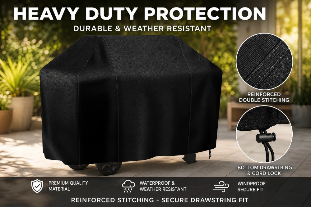 BBQ Grill Barbeque Cover  Anti-Dust Waterproof Weber Heavy Duty Charbroil BBQ Cover Outdoor Rain Protective Barbecue Cover