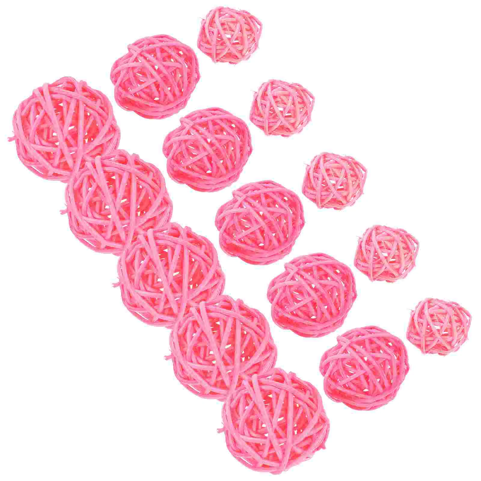 15pcs Wicker Rattan Ball Wedding Christmas Party Hanging Decoration ry Mobiles 3cm 4cm 5cm (Pink) party rattan ball