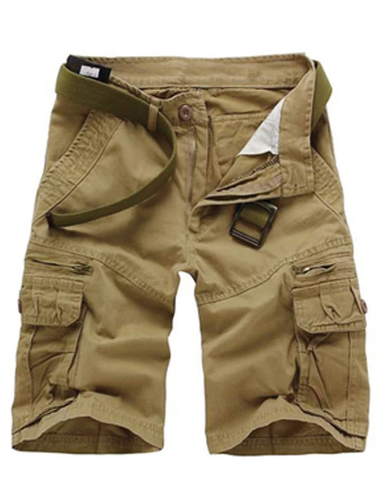 

Новая летняя мужская рабочая одежда из чистого хлопка, свободные повседневные американские брюки большого размера, модные брендовые уличные брюки «пять четвертей», мульти-P...