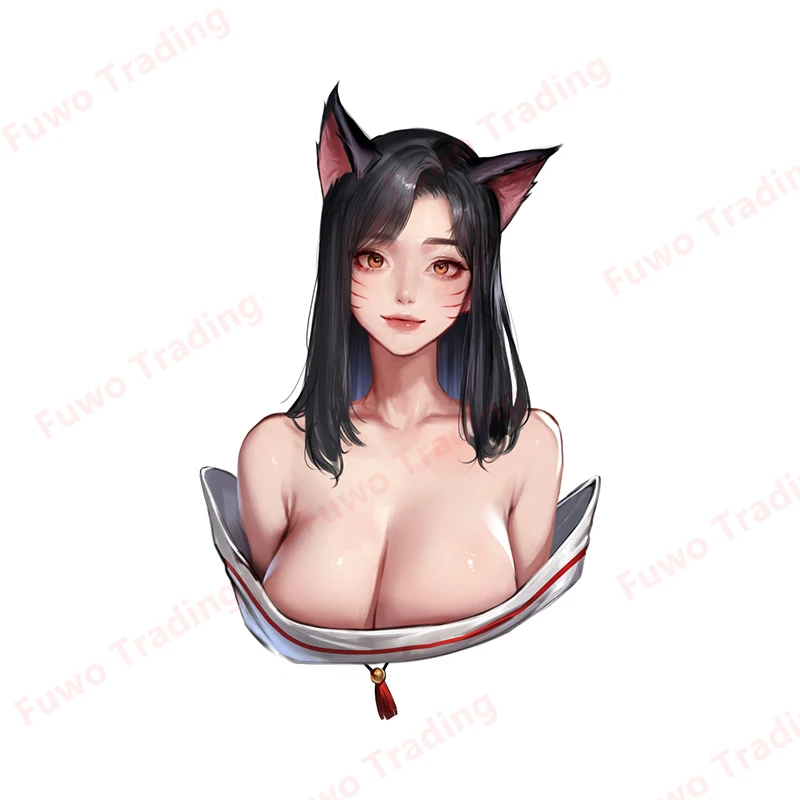 Fashionable League of Legends Ahri Car Stickers Occlusion Scratch Simple Decals Waterproof Windshield Decor