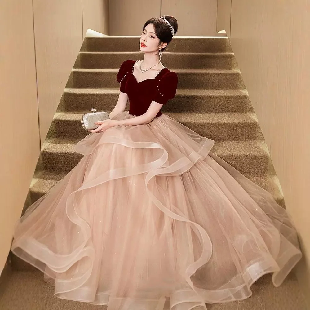 

Bride 2025 New Red French High end Wedding and Engagement Evening Dress