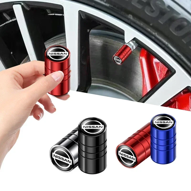 4pcs Car Badges Wheel Tire Valve Stem Caps Covers Auto Accessories For Nissan X-trail Qashqai Note Juke Sentra Patrol Navara