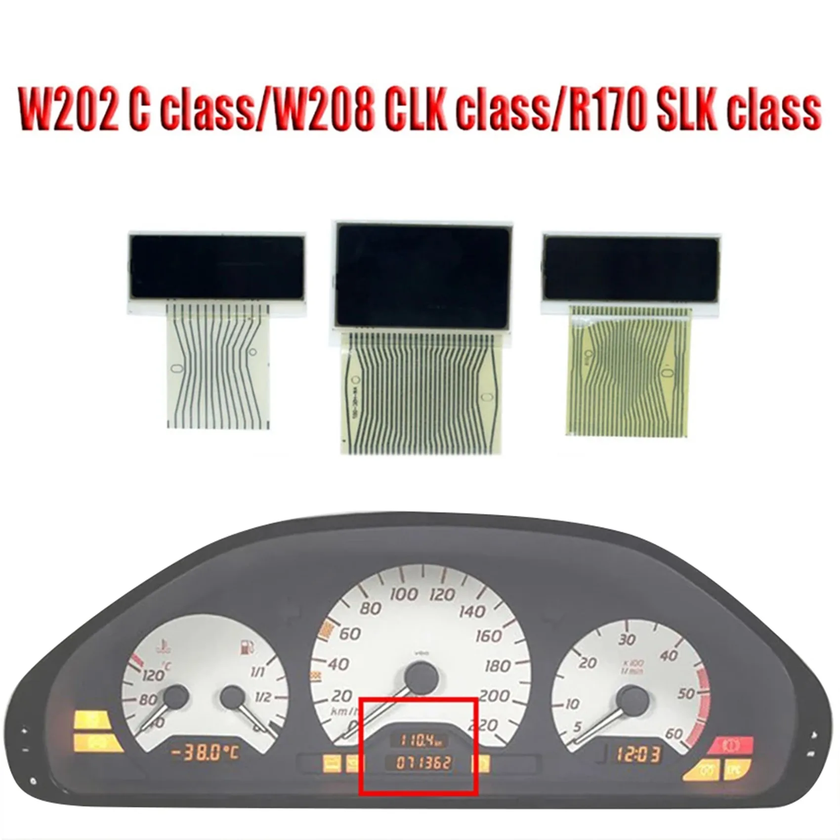 3Pcs Car LCD Screen Air-Con Information Display for Mercedes Benz E-Class W210 CLK-Class W208 SLK-Class R170 W202