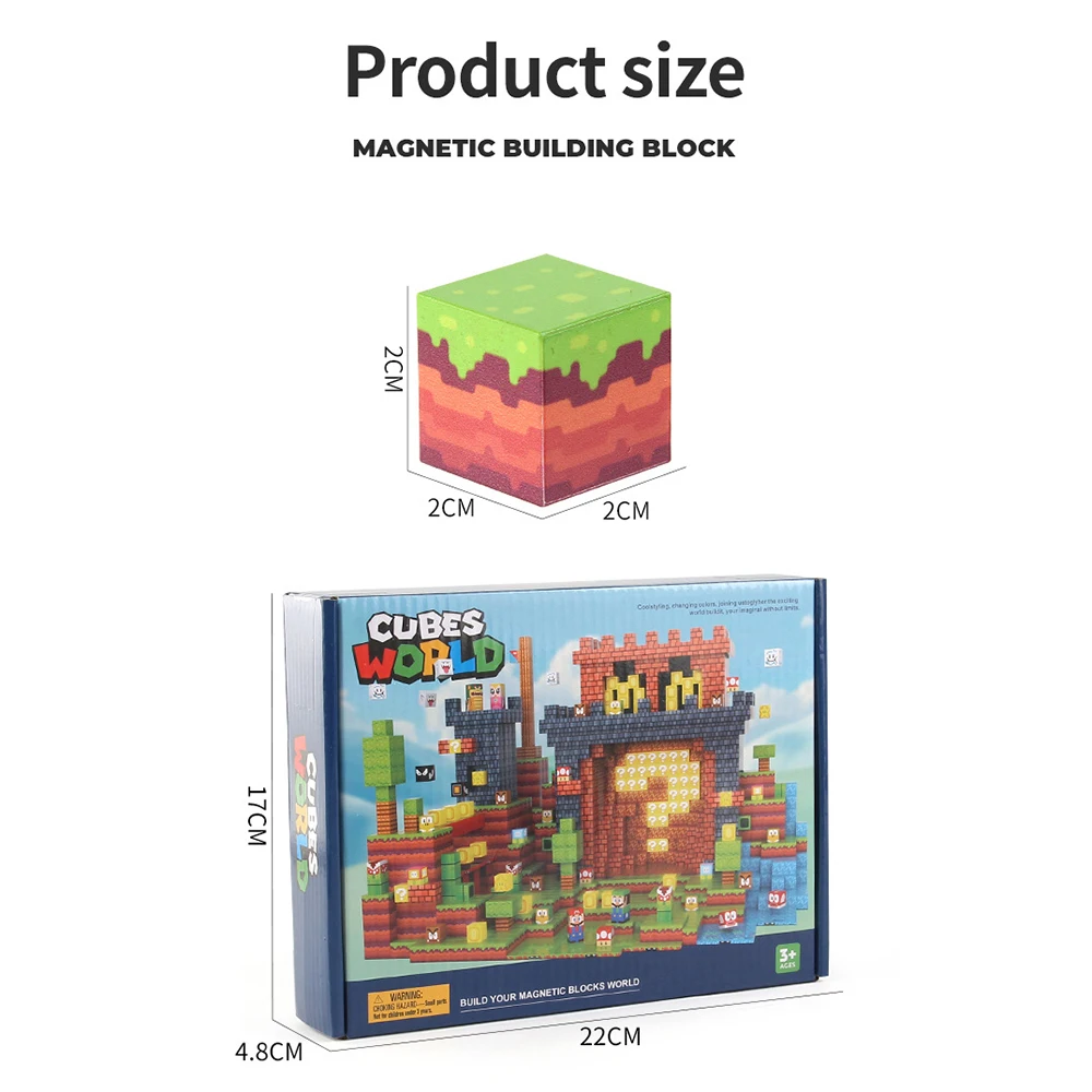 Children Building Toys 111pcs Magnetic Blocks Set Build Mine Magnet World Model for Boy Girls STEM Montessori Sensory Cubes Gift