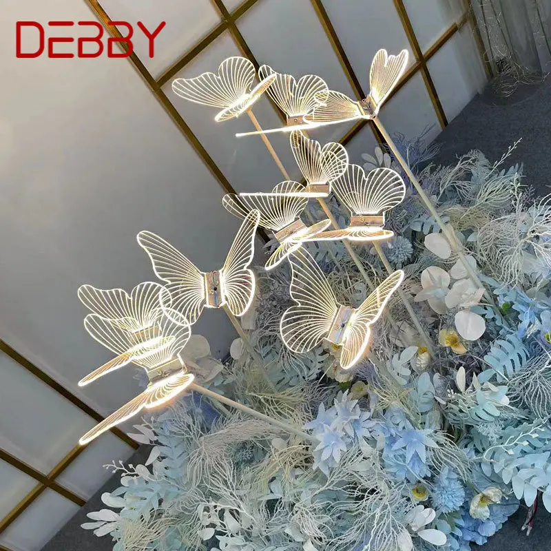 DEBBY-Lampe LED sur Pied pour Passerelle de Mariage Moderne, Papillons Acryliques Élégants, Décoration de ixRomantique, Supports