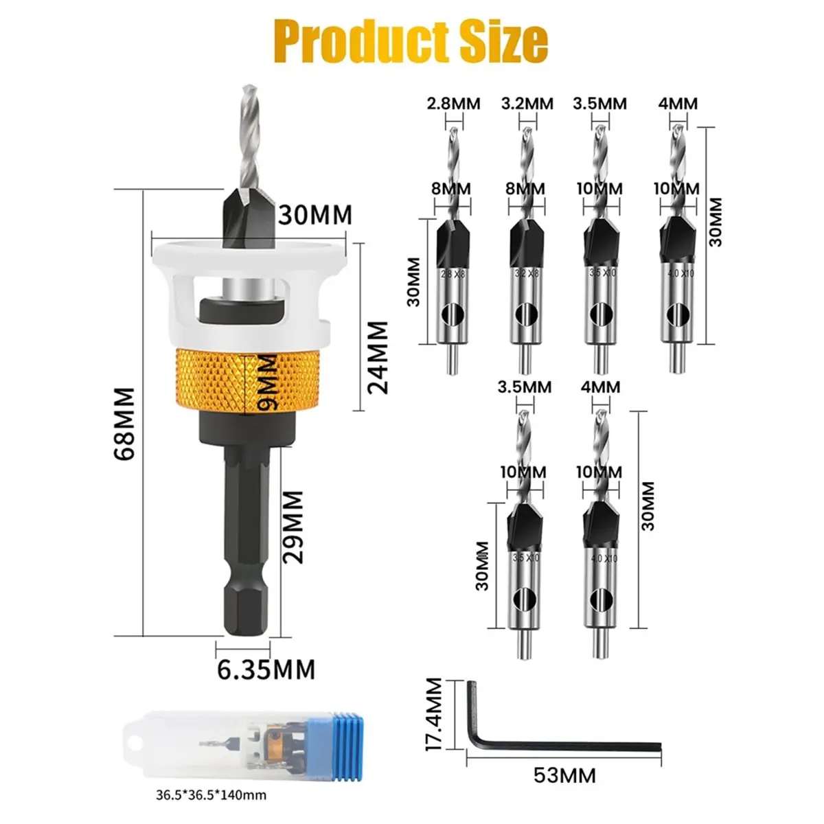 Best of 2026 7 Pcs Countersink Drill Bit Set ,Countersink Bits with Low Friction Depth Stop, Adjustable Wood Countersink Bit Set