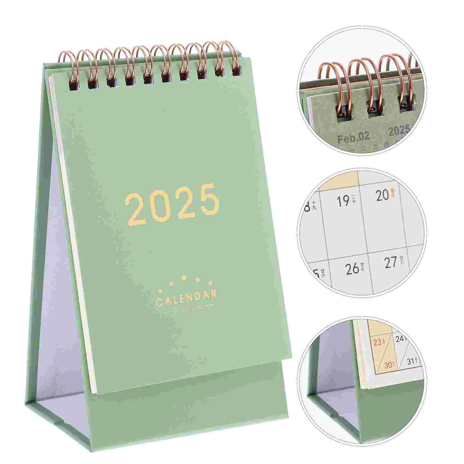 2025 Desk Calendar Decorative Monthly Memo Small Table Mini Stand Office Makeup Advent Standing Flip for Vertical