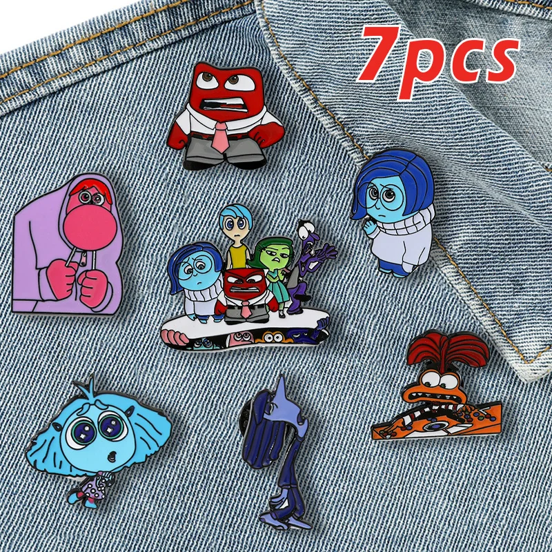 

1set Disney Inside Out Enamel Pins Cartoon Cute Anxiety Anger Fear Sadness Lapel Pin Shirt Bag Decoration Accessories Jewelry