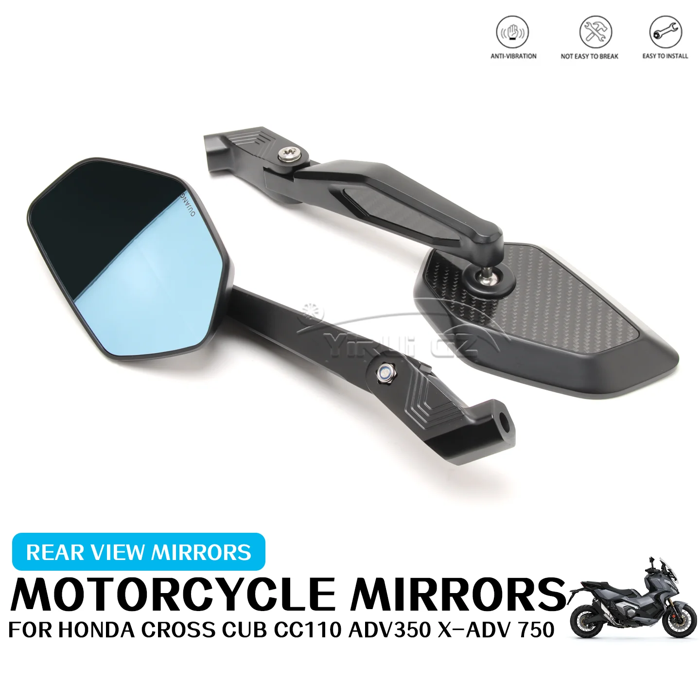 

Motorcycle rearview mirror Blue light anti-glare mirror Rearview Side Mirror ADV 350 FOR HONDA pcx160 Vario160 ADV350 X-ADV 750