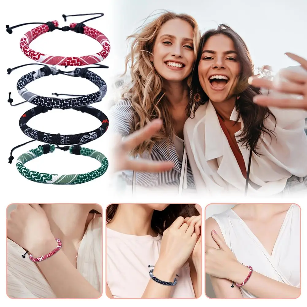 متعدد الألوان نسج البولكا نقطة أنماط أساور للرجل امرأة التقليدية كوفية وشاح أنماط العربية اليد حبل مجوهرات هدايا #4