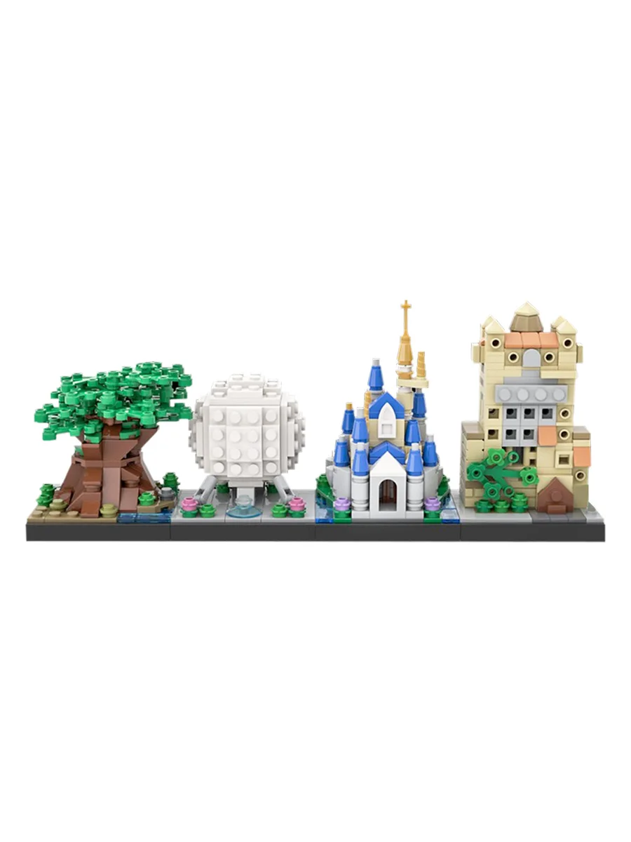 Magic Kingdom Skyline MOC Building Blocks, Fairytale Castle Architecture, Theme Park DIY Diorama for Adults