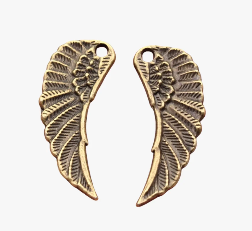 

10pcs 35*16mm Vintage fearther design pendants for handmade findings Zinc alloy metal HW3690