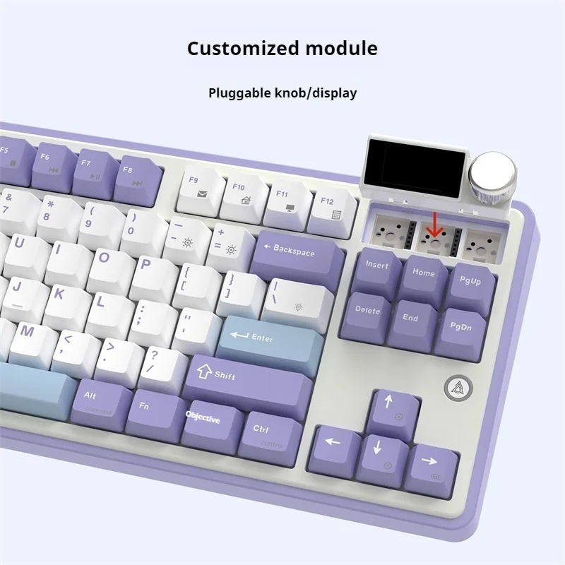 AJAZZ AK870 Mechanical Keyboard Tri Mode Bluetooth 2.4G 87keys With Screen Hot Swappable RGB Customized Gaming Keyboard Gifts