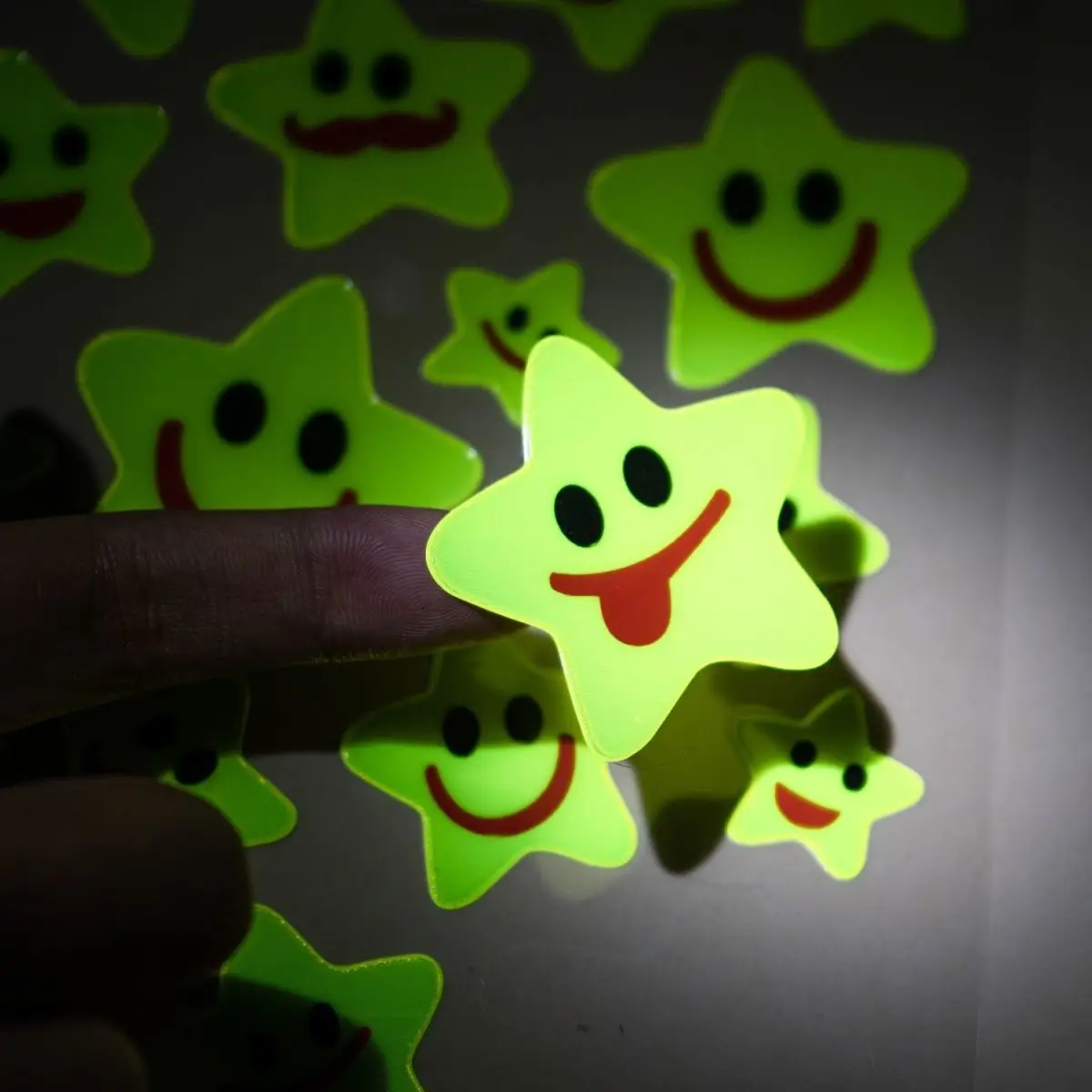 Adorable Cartoon Reflective Safety Stickers Backpack Clear Smiley Face Waterproof Self Adhesive Decorative School Bag Accessory