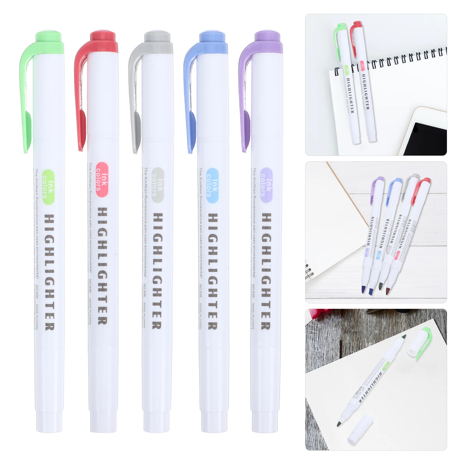 

5Pcs Dual Markers Brush Pens Multicolor Highlighters Pack for Adult Coloring Hand Lettering Journaling Ergonomic Grip
