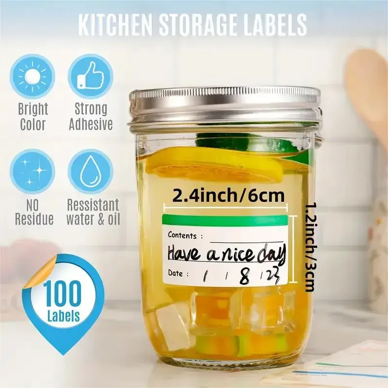 100pcs Date Freezer Labels Easy Peel Off Postage Meter Label Color Coding Frozen Food Label Holders Stickers Canning  Jar Labels