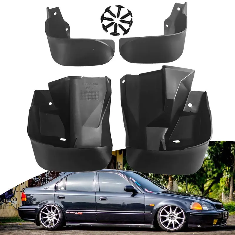 For 1996-2000 Honda Civic black car mudguard Reduce dust Resist tire dirt car accessories tools