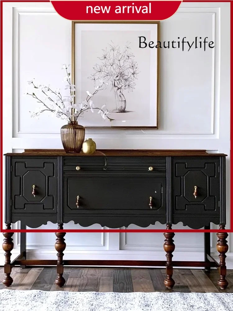 

aQ ZY French Solid Wood Porch Cabinet American Living Room Locker Bedroom Decorative Engraved Cabinet Can Be Customized