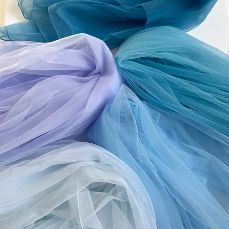 Abito da sposa blu garza blu grigiastro design tessuto gonna foschia materiale sottorete