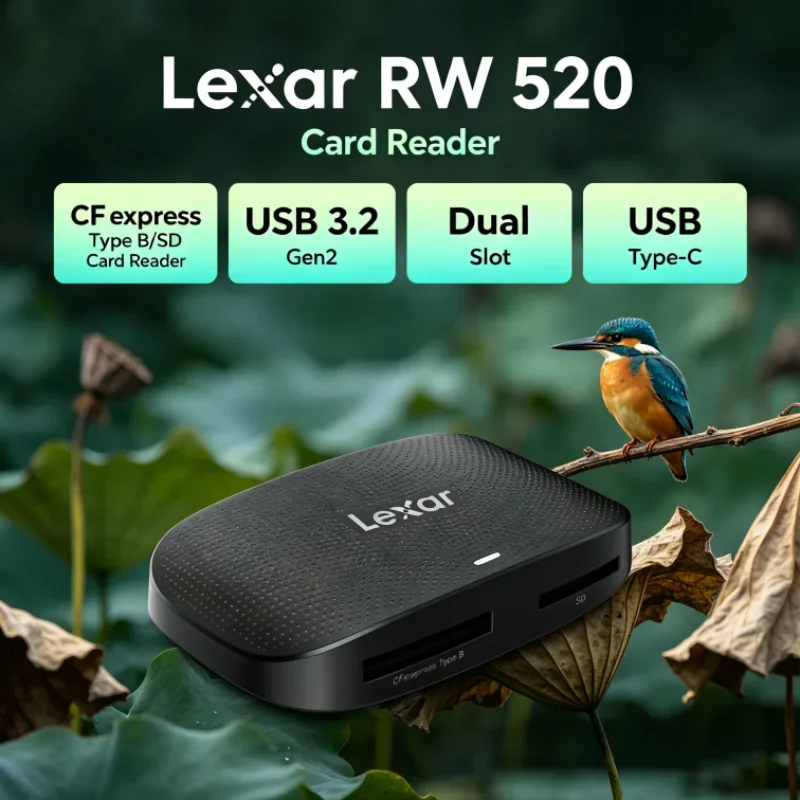 Lexar RW520 Memory Card Reader High Speed CFexpress Type B SD Card Reader USB 3.2 Gen 2 for Camera Data Transfer