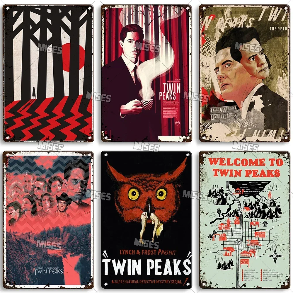 MISES Twin Peaks Classic TV Metal Sign Rusty Metal Poster Man Cave Garage Club Industrial Decor Decorative Plate Metal Plaque