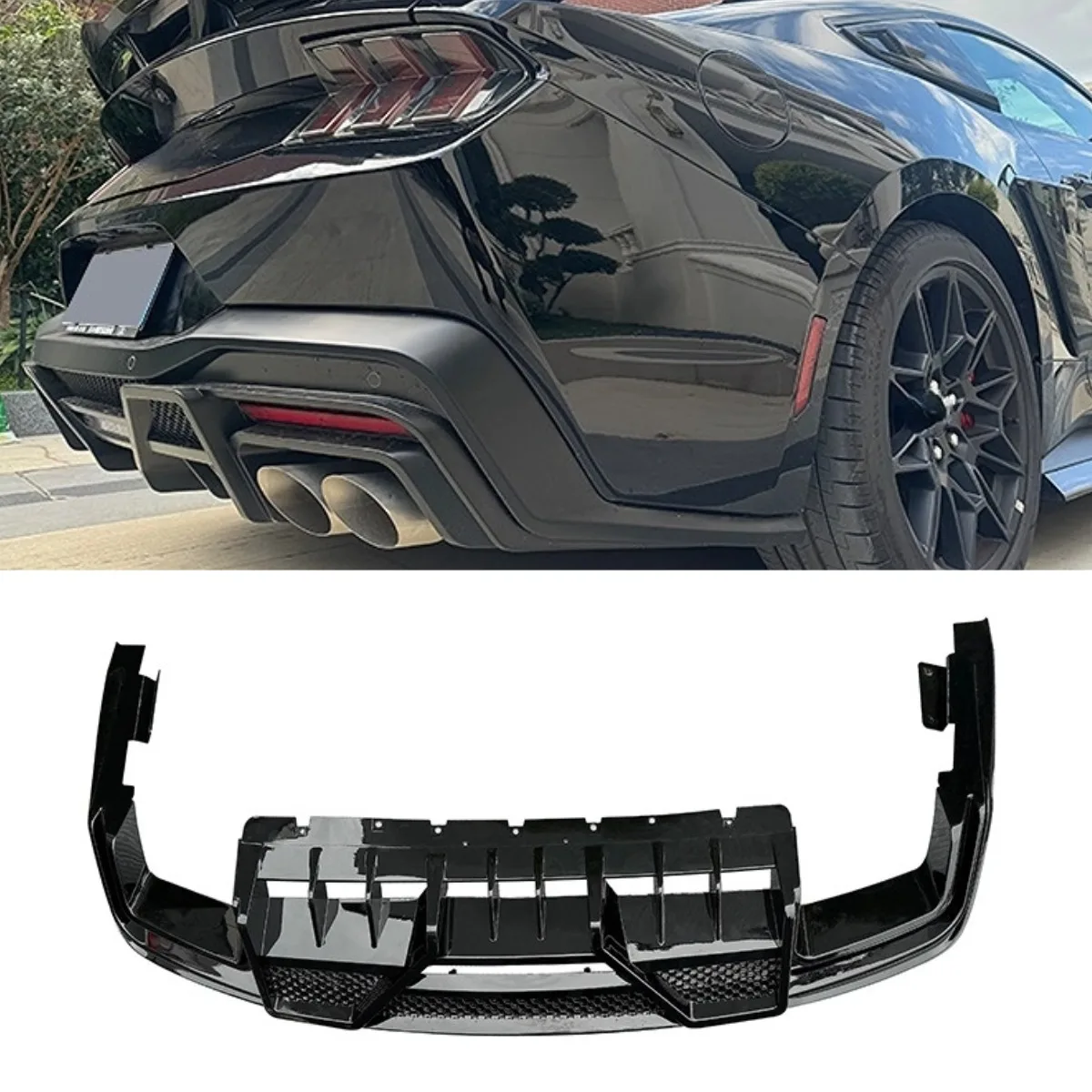

For Ford Mustang S650 2024+ Car Rear Bumper Spoiler Lip Diffuser Modification Part Bumper Guard Protector Cover Car Accessories