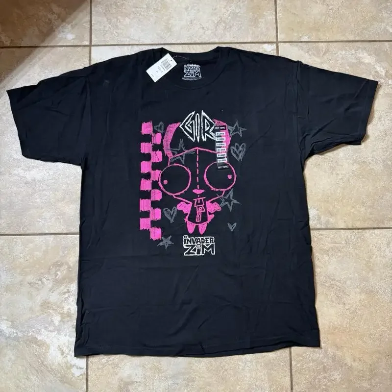Invader Zim GIR Pink Chalk Art Black T-Shirt X-LARGE New With Tags