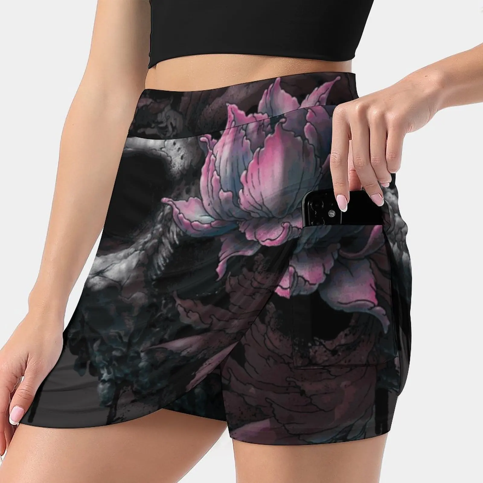 Death Blooms Women's skirt Sport Skort Skirt With Pocket Fashion Korean Style Skirt 4Xl Skirts Skull Flower Plants Drip Nature