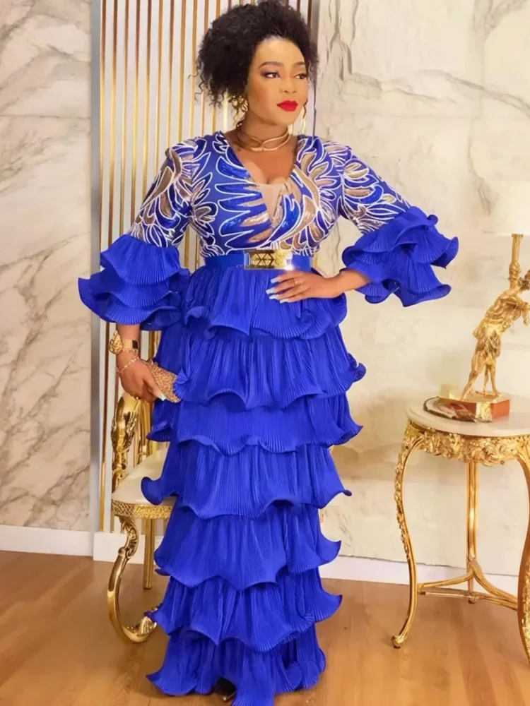 

Элегантные африканские платья для женщин, рождественская африканская одежда, большие размеры, Турция, длинное платье для свадебной вечеринки, Дашики, Анкара, халат с блестками