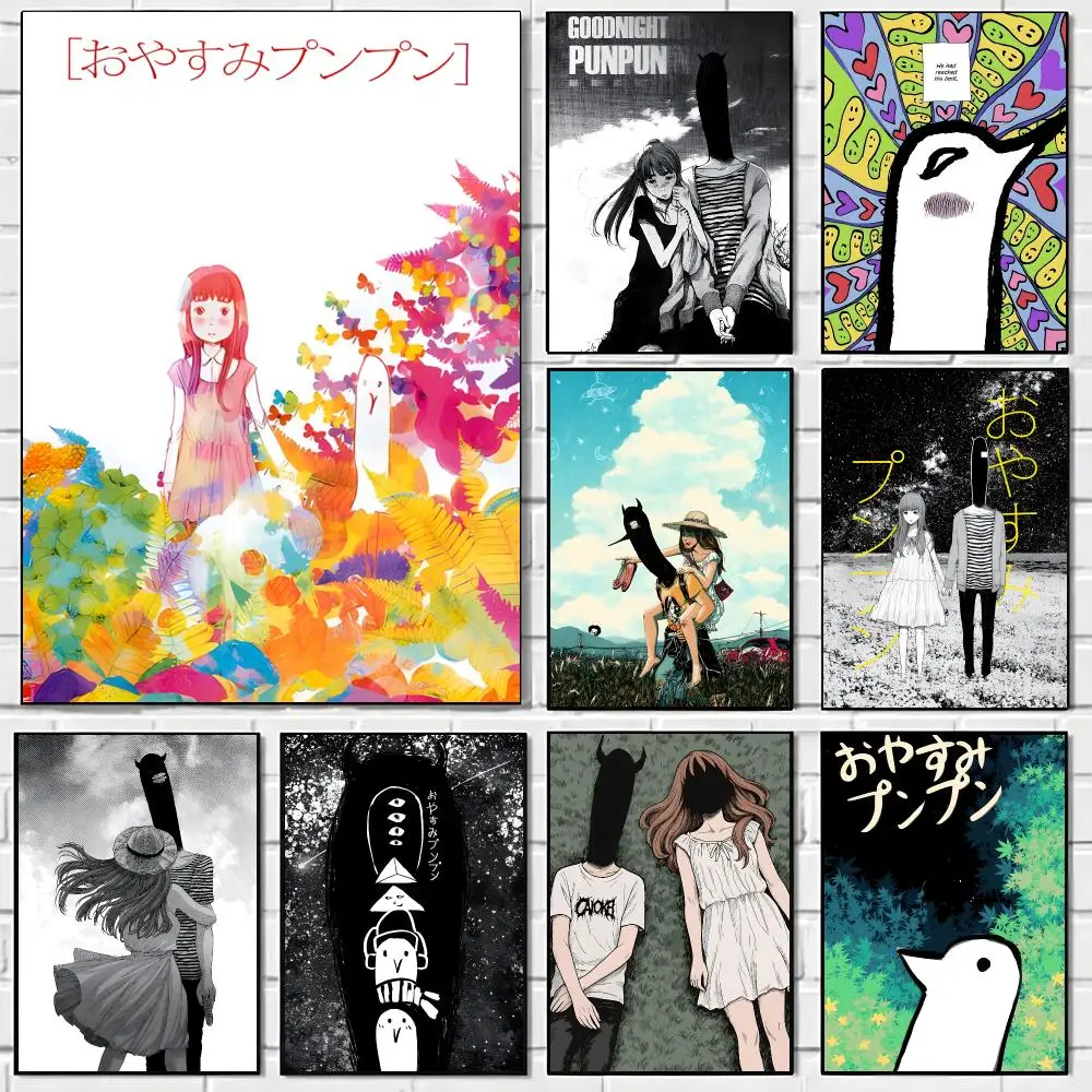 Manga Goodnight Punpun Poster Self-adhesive Art Waterproof Paper Sticker Coffee House Bar Room Wall Decor