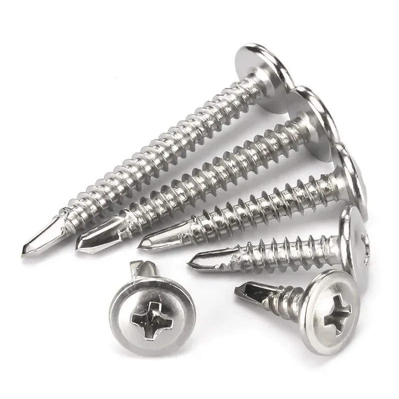 410 Stainless Steel High Strength Self Drilling Self Tapping Screw Cross Recessed Washer Head Tek Screws for Metal Steel Roofing