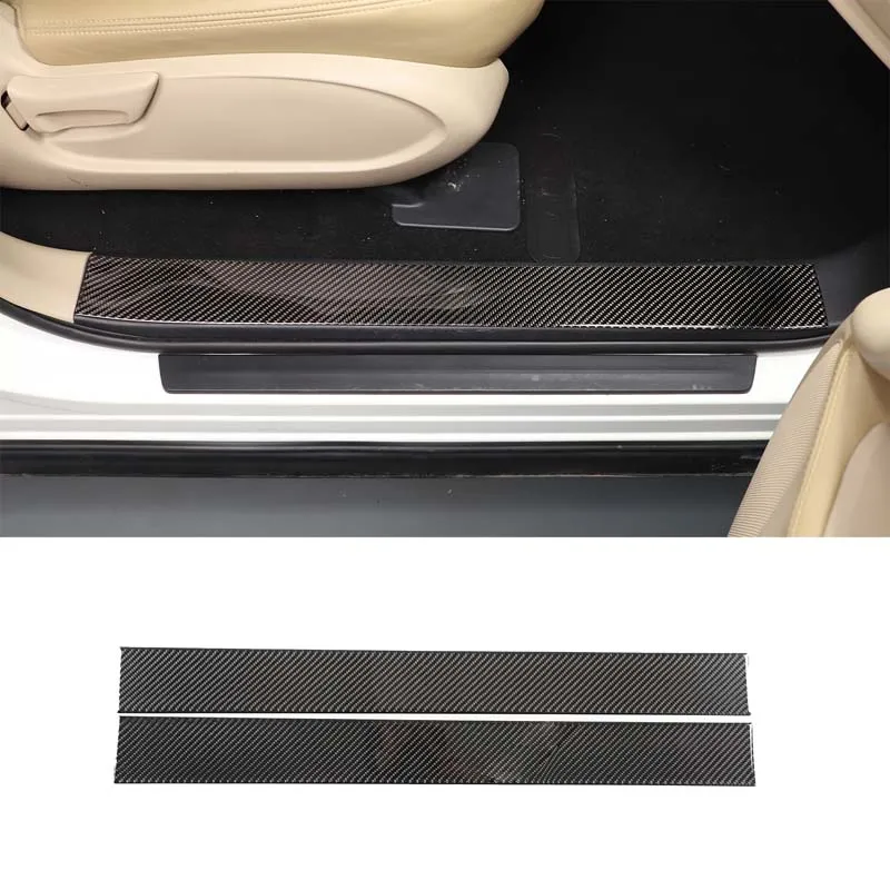 

For 2013-2018 Nissan Pathfinder Soft Carbon Fiber Car Front Row Built-in Threshold Strip Sticker Car Interior Accessories 2Pcs