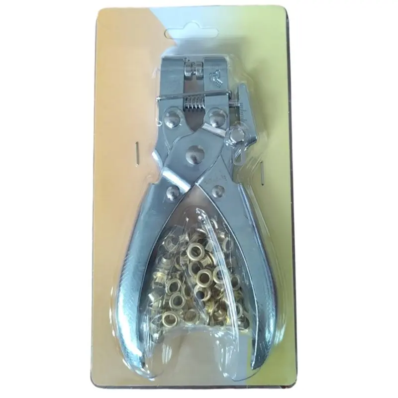 AAAN-1 Hole Punch Eyelet Grommet Pliers Kit With 100 Gold Grommets For Crafts And PU