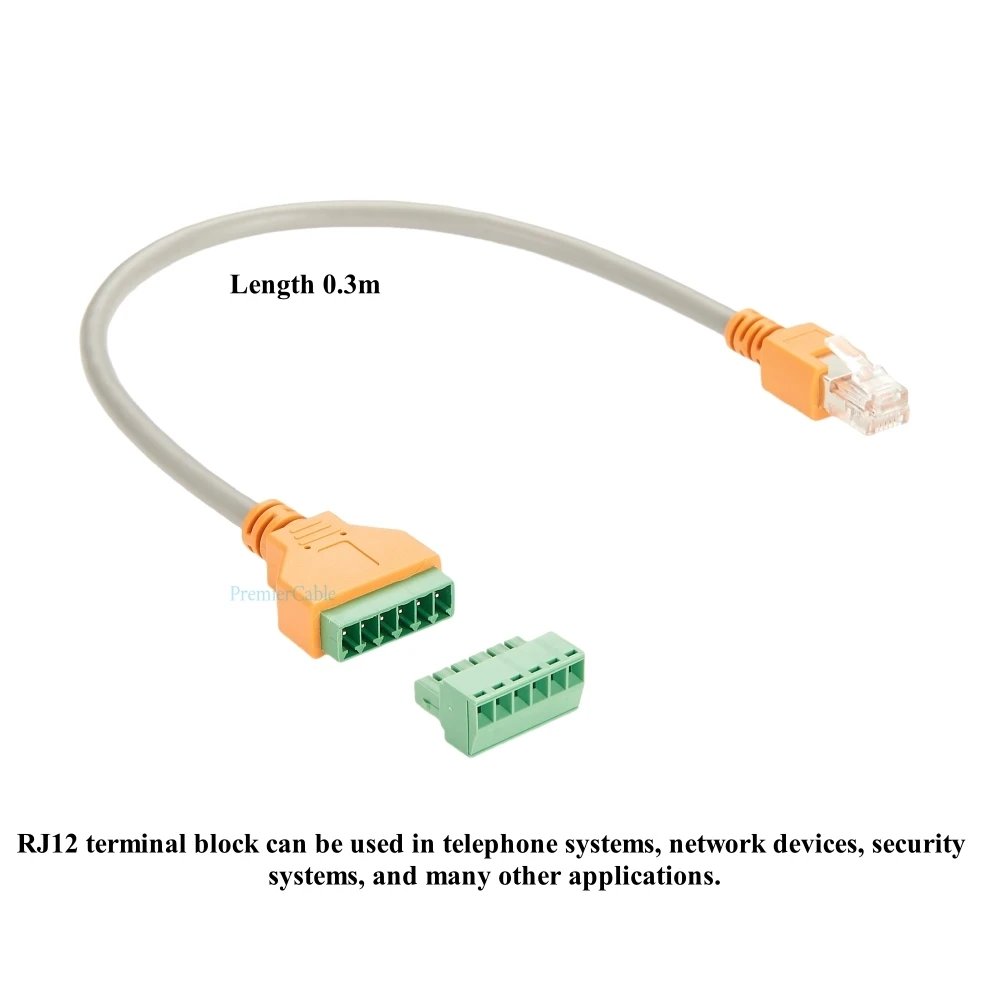 RJ12 6P6C Male to Solderless Terminal Block Adapter Cable RJ12 Press Terminal Board Cable RJ12 Terminal Cable for Telephone