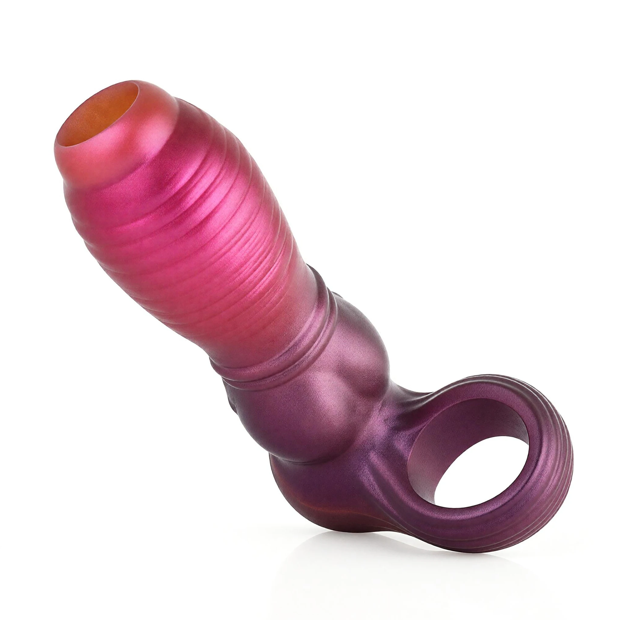 SHAZ Thickened Textured Silicone Dildo Sleeve, S/M/L/XL Size Hollow Design, Delay Ring Couple Private Accessory Sex toys for Men